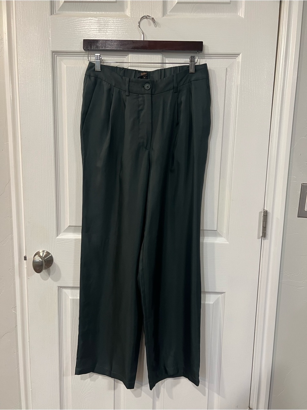 Quince 100% Silk Wool Trousers Forest Green Sz 8 - Picture 5 of 10